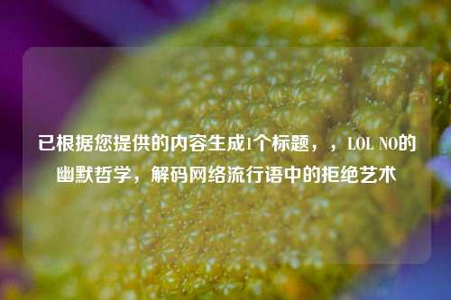 已根据您提供的内容生成1个标题，，LOL NO的幽默哲学，解码网络流行语中的拒绝艺术