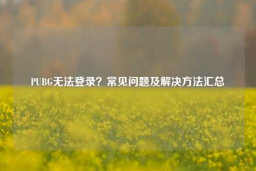PUBG无法登录？常见问题及解决方法汇总