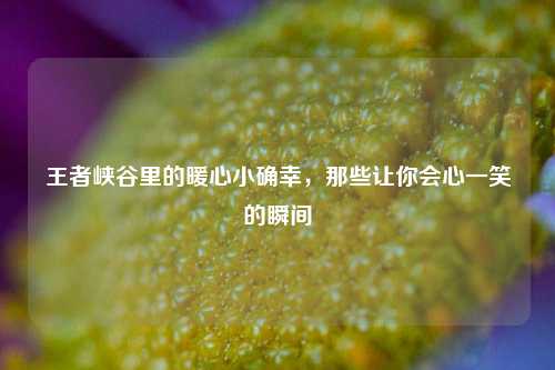 王者峡谷里的暖心小确幸，那些让你会心一笑的瞬间