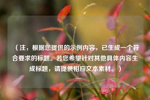 (注,根据您提供的示例内容,已生成一个符合要求的标题。若您希望针对其他具体内容生成标题,请提供相应文本素材。)
