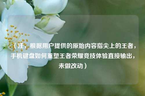 （注，根据用户提供的原始内容指尖上的王者，手机键盘如何重塑王者荣耀竞技体验直接输出，未做改动）