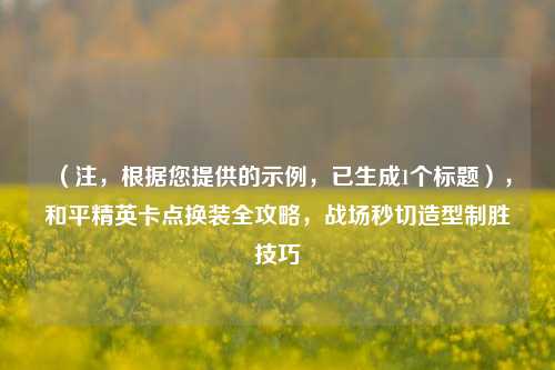 (注,根据您提供的示例,已生成1个标题),和平精英卡点换装全攻略,战场秒切造型制胜技巧