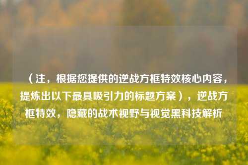 (注,根据您提供的逆战方框特效核心内容,提炼出以下最具吸引力的标题方案),逆战方框特效,隐藏的战术视野与视觉黑科技解析