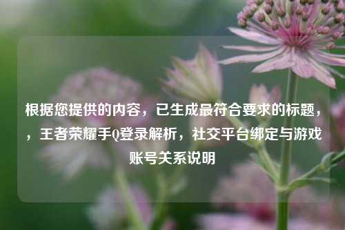 根据您提供的内容，已生成最符合要求的标题，，王者荣耀手Q登录解析，社交平台绑定与游戏账号关系说明