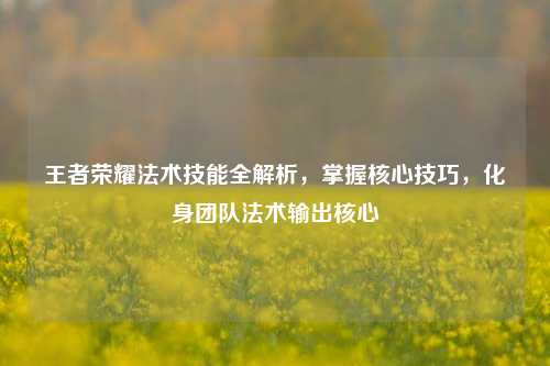王者荣耀法术技能全解析，掌握核心技巧，化身团队法术输出核心