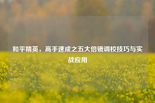 和平精英，高手速成之五大倍镜调校技巧与实战应用