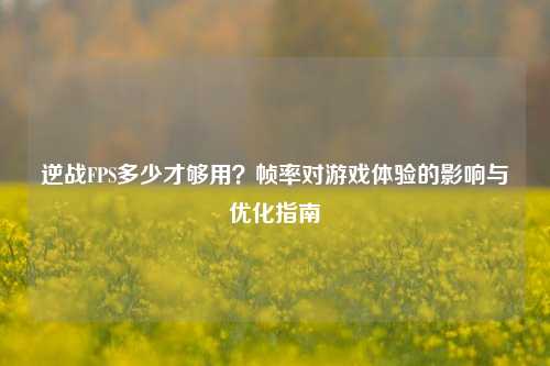 逆战FPS多少才够用?帧率对游戏体验的影响与优化指南