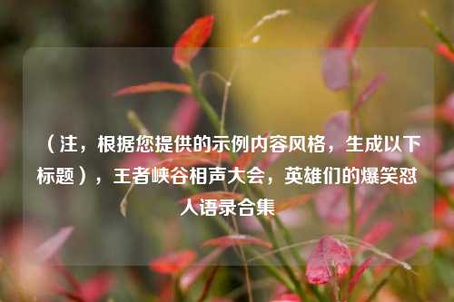 (注,根据您提供的示例内容风格,生成以下标题),王者峡谷相声大会,英雄们的爆笑怼人语录合集