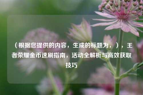 (根据您提供的内容,生成的标题为,),王者荣耀金币速刷指南,活动全解析与高效获取技巧