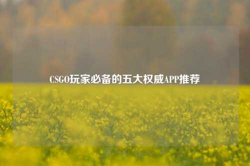 CSGO玩家必备的五大权威APP推荐