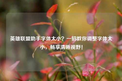 英雄联盟助手字体太小?一招教你调整字体大小,畅享清晰视野!