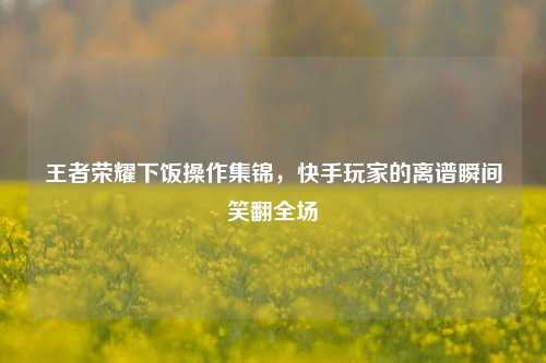 王者荣耀下饭操作集锦,快手玩家的离谱瞬间笑翻全场