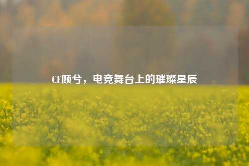 CF顾兮,电竞舞台上的璀璨星辰