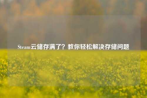 Steam云储存满了?教你轻松解决存储问题