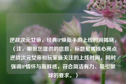 逆战次元女帝,经典IP焕新手游上线时间揭晓,(注,根据您提供的信息,标题聚焦核心亮点逆战次元女帝和玩家最关注的上线时间,同时强调IP情怀与新鲜感,符合简洁有力、吸引眼球的要求。)