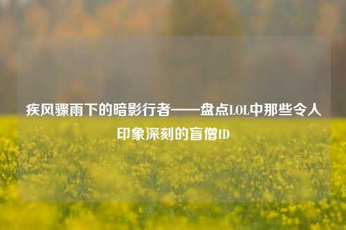 疾风骤雨下的暗影行者——盘点LOL中那些令人印象深刻的盲僧ID