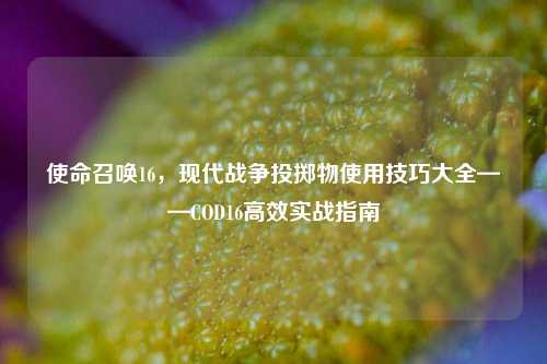 使命召唤16，现代战争投掷物使用技巧大全——COD16高效实战指南