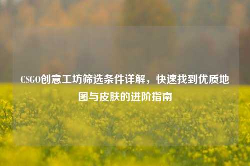 CSGO创意工坊筛选条件详解,快速找到优质地图与皮肤的进阶指南