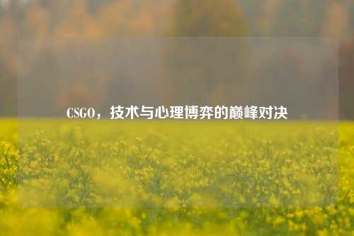 CSGO，技术与心理博弈的巅峰对决