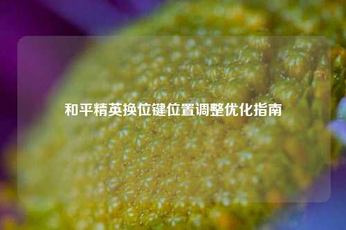 和平精英换位键位置调整优化指南