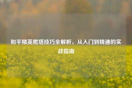 和平精英爬塔技巧全解析,从入门到精通的实战指南