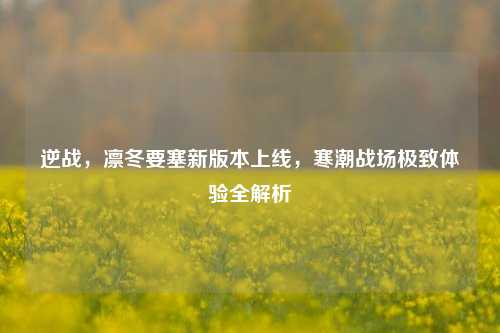 逆战,凛冬要塞新版本上线,寒潮战场极致体验全解析