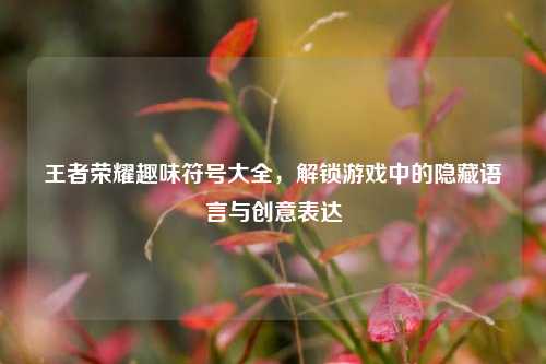 王者荣耀趣味符号大全,解锁游戏中的隐藏语言与创意表达