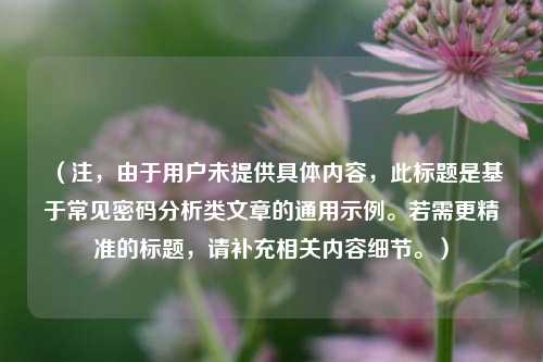 (注,由于用户未提供具体内容,此标题是基于常见密码分析类文章的通用示例。若需更精准的标题,请补充相关内容细节。)