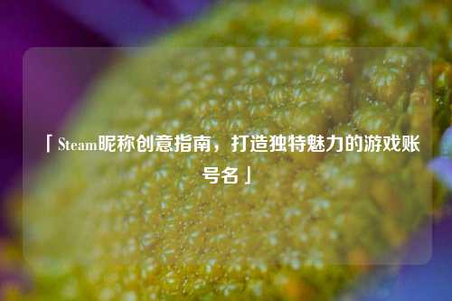 「Steam昵称创意指南，打造独特魅力的游戏账号名」