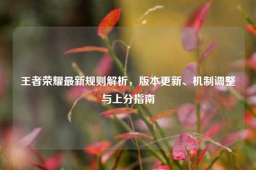 王者荣耀最新规则解析，版本更新、机制调整与上分指南