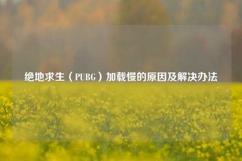 绝地求生（PUBG）加载慢的原因及解决办法