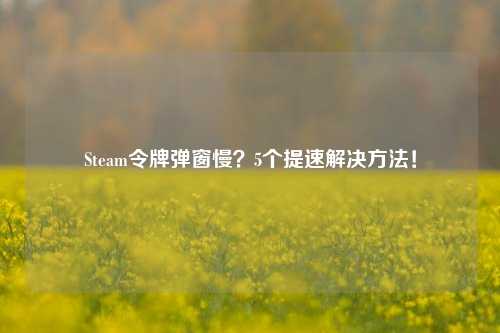 Steam令牌弹窗慢？5个提速解决方法！