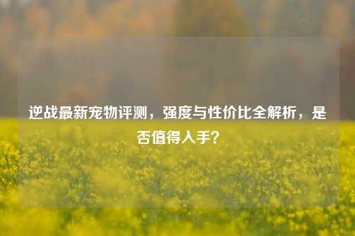 逆战最新宠物评测，强度与性价比全解析，是否值得入手？
