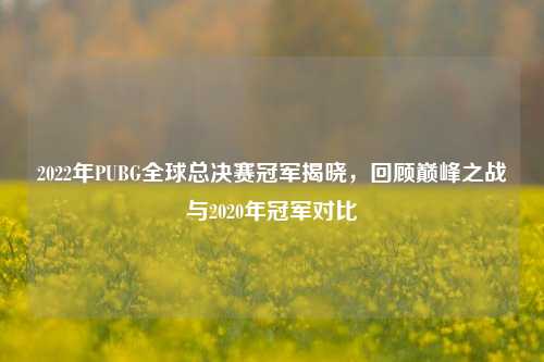 2022年PUBG全球总决赛冠军揭晓,回顾巅峰之战与2020年冠军对比
