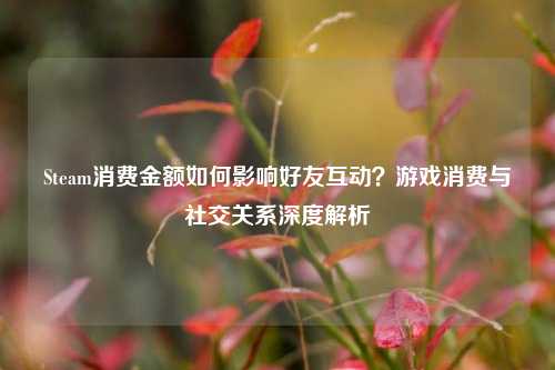 Steam消费金额如何影响好友互动?游戏消费与社交关系深度解析