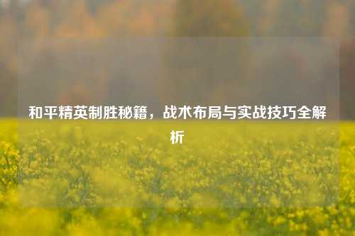和平精英制胜秘籍,战术布局与实战技巧全解析