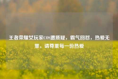 王者荣耀女玩家COS遭质疑,霸气回怼,热爱无罪,请尊重每一份热爱