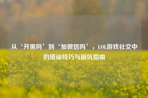 从‘开黑吗’到‘加微信吗’，LOL游戏社交中的搭讪技巧与避坑指南