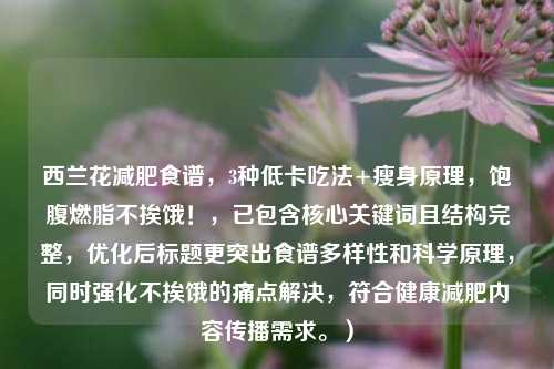 西兰花减肥食谱,3种低卡吃法+瘦身原理,饱腹燃脂不挨饿!,已包含核心关键词且结构完整,优化后标题更突出食谱多样性和科学原理,同时强化不挨饿的痛点解决,符合健康减肥内容传播需求。)