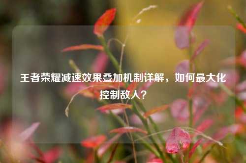 王者荣耀减速效果叠加机制详解，如何最大化控制敌人？