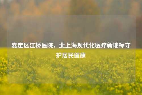嘉定区江桥医院,北上海现代化医疗新地标守护居民健康