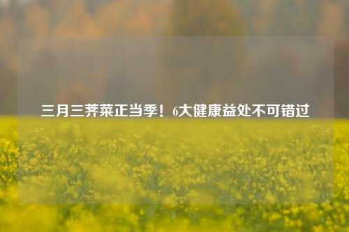 三月三荠菜正当季！6大健康益处不可错过
