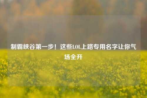 制霸峡谷第一步!这些LOL上路专用名字让你气场全开