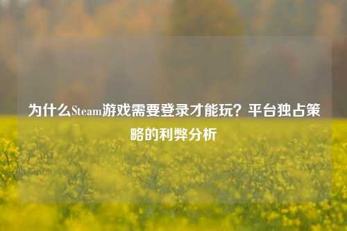 为什么Steam游戏需要登录才能玩？平台独占策略的利弊分析