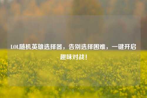 LOL随机英雄选择器，告别选择困难，一键开启趣味对战！