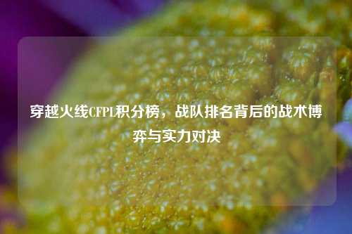 穿越火线CFPL积分榜，战队排名背后的战术博弈与实力对决