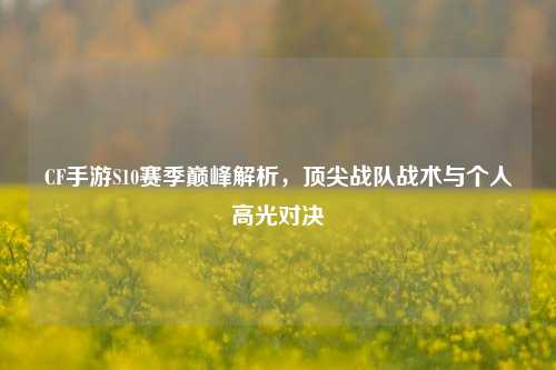 CF手游S10赛季巅峰解析,顶尖战队战术与个人高光对决