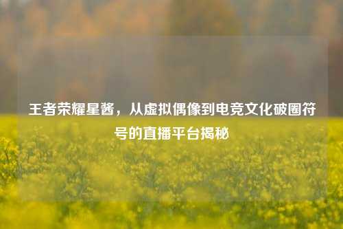 王者荣耀星酱，从虚拟偶像到电竞文化破圈符号的直播平台揭秘
