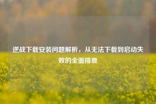 逆战下载安装问题解析，从无法下载到启动失败的全面排查