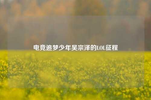 电竞追梦少年吴宗泽的LOL征程